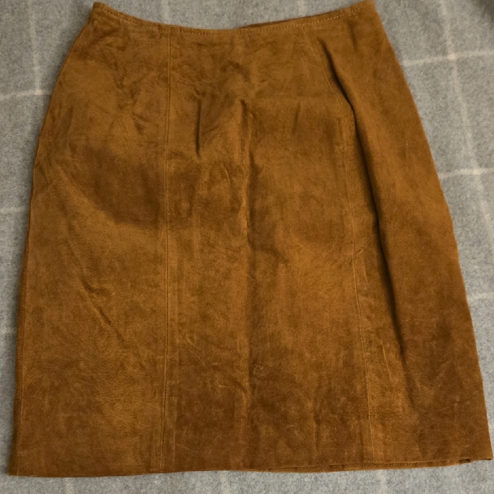 80s Wilson Suede Leather Tan Pencil Skirt